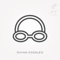 Simple vector illustration with ability to change. Line icon diving goggles