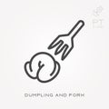 Line icon dumpling and fork