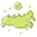 Line icon Eurasia map, delivery concept, isolated green color logo