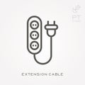 Flat vector icons with extension cable