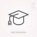 Flat vector icons with hat studenta Royalty Free Stock Photo