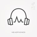 Simple vector illustration with ability to change. Line icon headphones