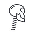 Line icon of human scull side view. Healthcare symbol isolated