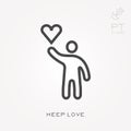 Simple vector illustration with ability to change. Line icon keep love Royalty Free Stock Photo