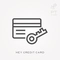 Line icon key credit card Royalty Free Stock Photo