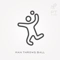 Line icon man throws ball Royalty Free Stock Photo