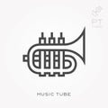 Flat vector icons with music tube