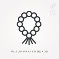 Line icon muslim prayer beads