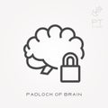 Flat vector icons with padlock of brain Royalty Free Stock Photo