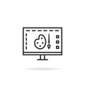 Line icon of palette for drawing on the monitor for web designer Royalty Free Stock Photo