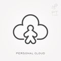Flat vector icons with personal cloud