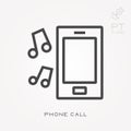 Simple vector illustration with ability to change. Line icon phone call