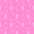Line icon pink popsicle ice-cream seamless pattern.