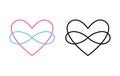 Line icon polyamory. Colored and black versions. Ethical non monogamy concept. Notions of polygamy and open relations