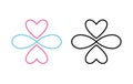 Line icon polyamory. Colored and black versions. Ethical non monogamy concept. Notions of polygamy and open relations Royalty Free Stock Photo