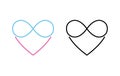 Line icon polyamory. Colored and black versions. Ethical non monogamy concept. Notions of polygamy and open relations