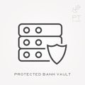 Line icon protected bank vault