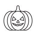 Line icon pumpkin smile halloween design vector