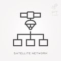 Flat vector icons with satellite network