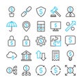 Line icon set business money, banking financial and security management concept