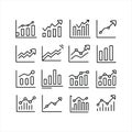Business Growth and Analytics Line Chart Icons Set Royalty Free Stock Photo