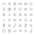 Line icon set. Media, music, basic settings