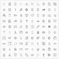 Line Icon Set of 100 Modern Symbols of container, replay, heartbeat, reload, continue