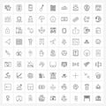 Line Icon Set of 81 Modern Symbols of home, home, signals, tower, hardware
