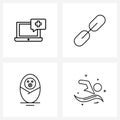 Line Icon Set of 4 Modern Symbols of laptop, toy, plus, link, sports
