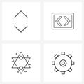 Line Icon Set of 4 Modern Symbols of move, nuclear, color, xml, power