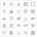 Line Icon Set of 25 Modern Symbols of secure, internet, cake, communicate, sharing