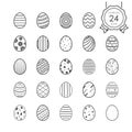 Line Icon set of monochrome easter eggs for holiday on white background. Vector Royalty Free Stock Photo