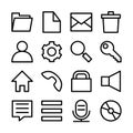 Line icon set related of popular operating system user interface Royalty Free Stock Photo