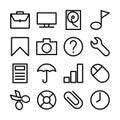 Line icon set related of popular operating system user interface Royalty Free Stock Photo