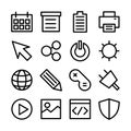Line icon set related of popular operating system user interface Royalty Free Stock Photo