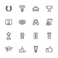 Line icon set related to achievement, appreciation, success