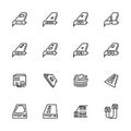 Line icon set related to computer hardware built in and expansion or external Royalty Free Stock Photo