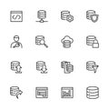 Line icon set related to database built, management and report system Royalty Free Stock Photo