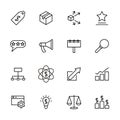 Line icon set related to marketing activity