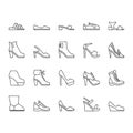 Line icon set related to Women shoes simple black line icons set vector image Royalty Free Stock Photo