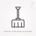 Line icon shovel for snow cleaning