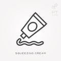 Flat vector icons with squeezing cream