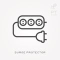 Simple vector illustration with ability to change. Line icon surge protector