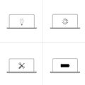 Line icon symbol set, laptop screen concept, digital technology, network, cloud, data, security, wireless, battery, vector design Royalty Free Stock Photo