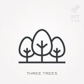 Simple vector illustration with ability to change. Line icon three trees