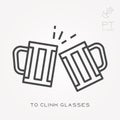 Line icon to clink glasses