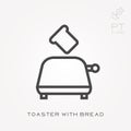 Line icon toaster with bread