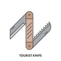 Line icon tourist knife in color