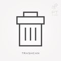 Simple vector illustration with ability to change. Line icon trashcan