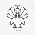 Vector line icon turkey. With the ability to change the line thickness. Royalty Free Stock Photo